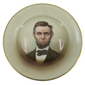 Antique Johnson Bros President Abraham Lincoln Portrait Gold Trim Plate England